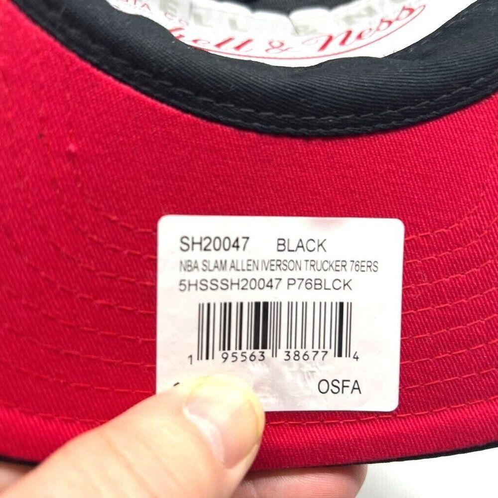 Mitchell & Ness Philadelphia 76ers Trucker Hat Mens OSFM Black New Allen Iverson - Picture 6 of 10